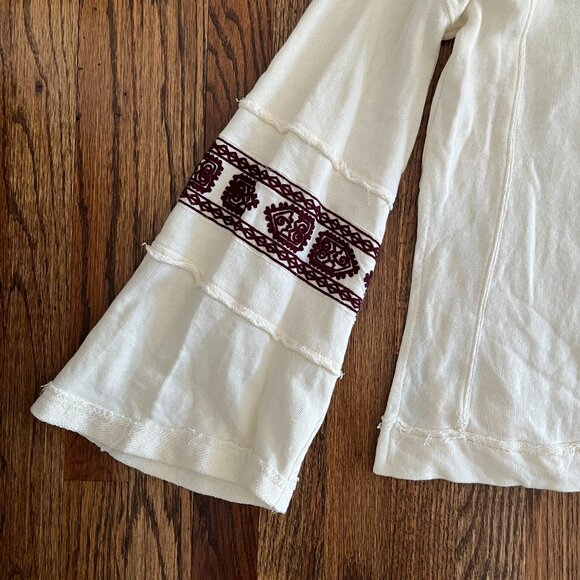 Free People Womens Santa Maria Boho Top Cream Embroidered Long Sleeve Small - Picture 6 of 11